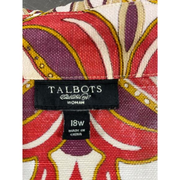 Talbots Silk Linen Geometric Medallion Print Tunic 3/4 Sleeve Lightweight 18W - Picture 3 of 8